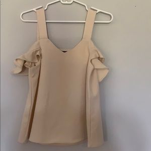 Cream cold shoulder top
